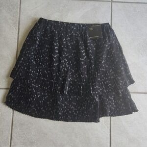 NWT Banana Republic Black‎ Pleated Tiered Skirt Preppy Whimsigoth Dark Coquette